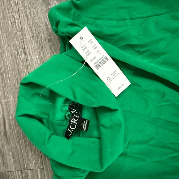 NWT J Crew Tissue Turtleneck Green Top Size Large - Picture 3 of 5